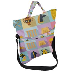 Egypt-icons-set-flat-style Fold Over Handle Tote Bag