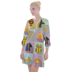 Egypt-icons-set-flat-style Open Neck Shift Dress by Jancukart