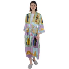 Egypt-icons-set-flat-style Maxi Satin Kimono