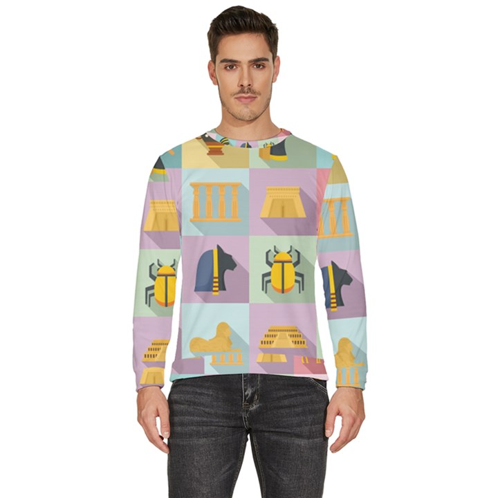 Egypt-icons-set-flat-style Men s Fleece Sweatshirt