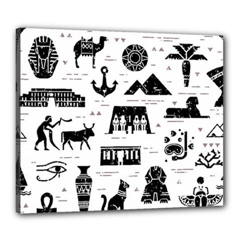 Dark-seamless-pattern-symbols-landmarks-signs-egypt --- Canvas 24  X 20  (stretched) by Jancukart