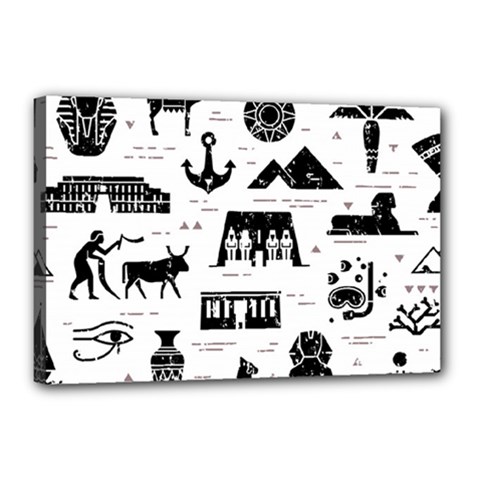 Dark-seamless-pattern-symbols-landmarks-signs-egypt --- Canvas 18  X 12  (stretched) by Jancukart