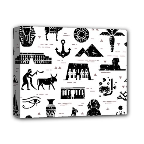 Dark-seamless-pattern-symbols-landmarks-signs-egypt --- Deluxe Canvas 14  X 11  (stretched)