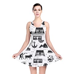 Dark-seamless-pattern-symbols-landmarks-signs-egypt --- Reversible Skater Dress