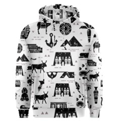 Dark-seamless-pattern-symbols-landmarks-signs-egypt --- Men s Core Hoodie