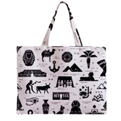 Dark-seamless-pattern-symbols-landmarks-signs-egypt --- Zipper Mini Tote Bag