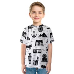 Dark-seamless-pattern-symbols-landmarks-signs-egypt --- Kids  Sport Mesh Tee