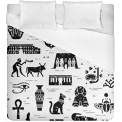 Dark-seamless-pattern-symbols-landmarks-signs-egypt --- Duvet Cover (king Size) by Jancukart