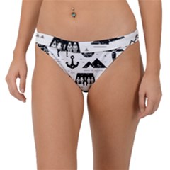 Dark-seamless-pattern-symbols-landmarks-signs-egypt --- Band Bikini Bottom by Jancukart