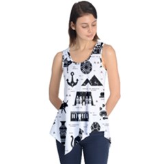 Dark-seamless-pattern-symbols-landmarks-signs-egypt --- Sleeveless Tunic