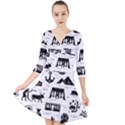 Dark-seamless-pattern-symbols-landmarks-signs-egypt --- Quarter Sleeve Front Wrap Dress View1