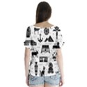 Dark-seamless-pattern-symbols-landmarks-signs-egypt --- V-Neck Flutter Sleeve Top View2