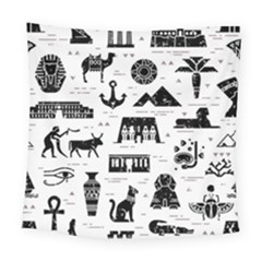 Dark-seamless-pattern-symbols-landmarks-signs-egypt --- Square Tapestry (large) by Jancukart