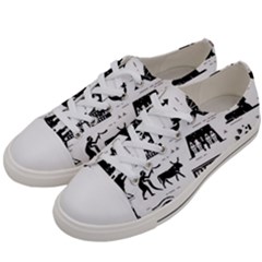 Dark-seamless-pattern-symbols-landmarks-signs-egypt --- Men s Low Top Canvas Sneakers