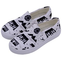 Dark-seamless-pattern-symbols-landmarks-signs-egypt --- Kids  Canvas Slip Ons