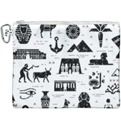 Dark-seamless-pattern-symbols-landmarks-signs-egypt --- Canvas Cosmetic Bag (xxxl) by Jancukart