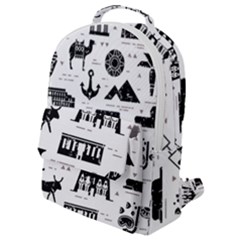 Dark-seamless-pattern-symbols-landmarks-signs-egypt --- Flap Pocket Backpack (small)