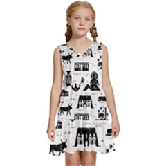 Dark-seamless-pattern-symbols-landmarks-signs-egypt --- Kids  Sleeveless Tiered Mini Dress by Jancukart