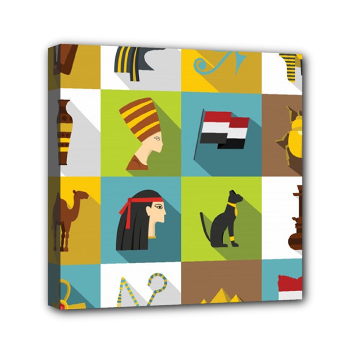 Egypt-travel-items-icons-set-flat-style Mini Canvas 6  x 6  (Stretched)