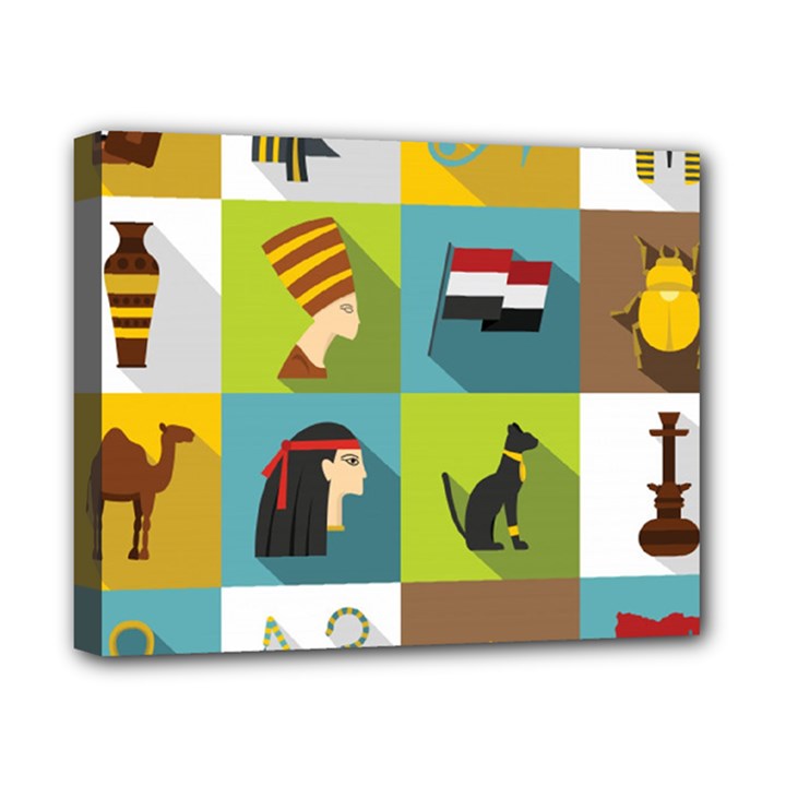 Egypt-travel-items-icons-set-flat-style Canvas 10  x 8  (Stretched)