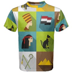 Egypt-travel-items-icons-set-flat-style Men s Cotton Tee by Jancukart