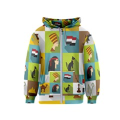 Egypt-travel-items-icons-set-flat-style Kids  Zipper Hoodie