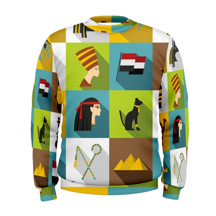 Egypt-travel-items-icons-set-flat-style Men s Sweatshirt