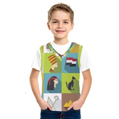 Egypt-travel-items-icons-set-flat-style Kids  Basketball Tank Top