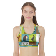 Egypt-travel-items-icons-set-flat-style Sports Bra With Border