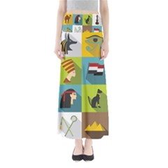 Egypt-travel-items-icons-set-flat-style Full Length Maxi Skirt