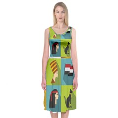 Egypt-travel-items-icons-set-flat-style Midi Sleeveless Dress