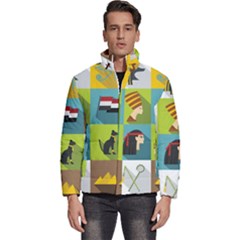 Egypt-travel-items-icons-set-flat-style Men s Puffer Bubble Jacket Coat