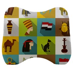 Egypt-travel-items-icons-set-flat-style Velour Head Support Cushion by Jancukart