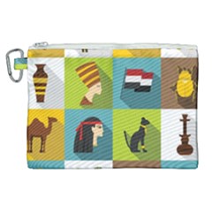 Egypt-travel-items-icons-set-flat-style Canvas Cosmetic Bag (xl)