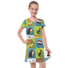 Egypt-travel-items-icons-set-flat-style Kids  Cross Web Dress