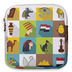 Egypt-travel-items-icons-set-flat-style Mini Square Pouch by Jancukart