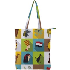 Egypt-travel-items-icons-set-flat-style Double Zip Up Tote Bag by Jancukart