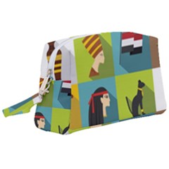 Egypt-travel-items-icons-set-flat-style Wristlet Pouch Bag (large)