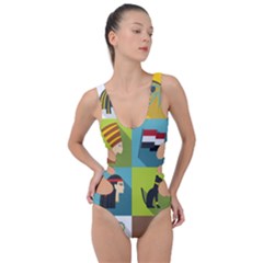 Egypt-travel-items-icons-set-flat-style Side Cut Out Swimsuit