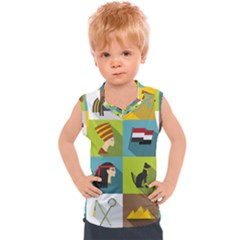 Egypt-travel-items-icons-set-flat-style Kids  Sport Tank Top