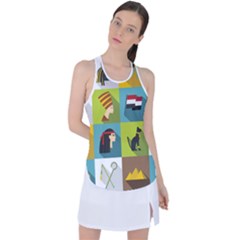 Egypt-travel-items-icons-set-flat-style Racer Back Mesh Tank Top