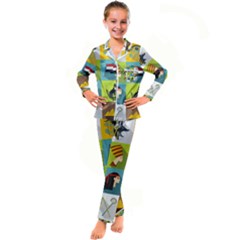 Egypt-travel-items-icons-set-flat-style Kid s Satin Long Sleeve Pajamas Set