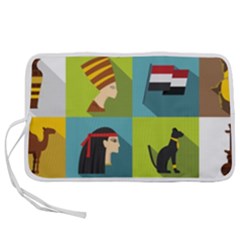 Egypt-travel-items-icons-set-flat-style Pen Storage Case (m) by Jancukart