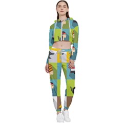 Egypt-travel-items-icons-set-flat-style Cropped Zip Up Lounge Set