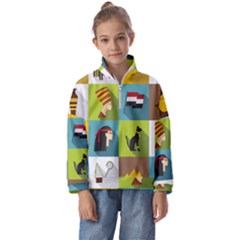 Egypt-travel-items-icons-set-flat-style Kids  Half Zip Hoodie