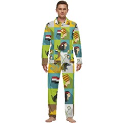 Egypt-travel-items-icons-set-flat-style Men s Long Sleeve Velvet Pocket Pajamas Set