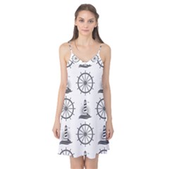 Marine-nautical-seamless-pattern-with-vintage-lighthouse-wheel Camis Nightgown 