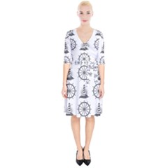 Marine-nautical-seamless-pattern-with-vintage-lighthouse-wheel Wrap Up Cocktail Dress