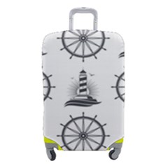 Marine-nautical-seamless-pattern-with-vintage-lighthouse-wheel Luggage Cover (small) by Jancukart