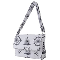 Marine-nautical-seamless-pattern-with-vintage-lighthouse-wheel Full Print Messenger Bag (s) by Jancukart